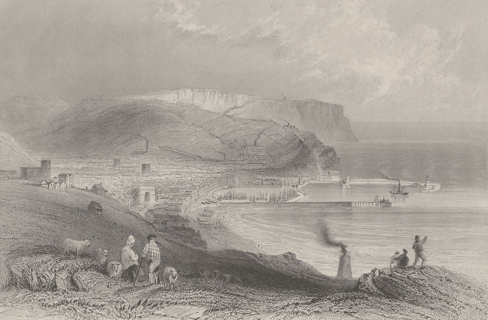 Whitehaven, Cumberland. Cumbria. BARTLETT 1842 old antique print picture